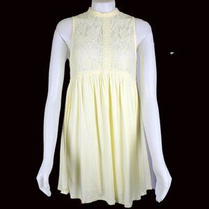 😊 Umgee Yellow Lace Babydoll Knit Sleeveless Dress